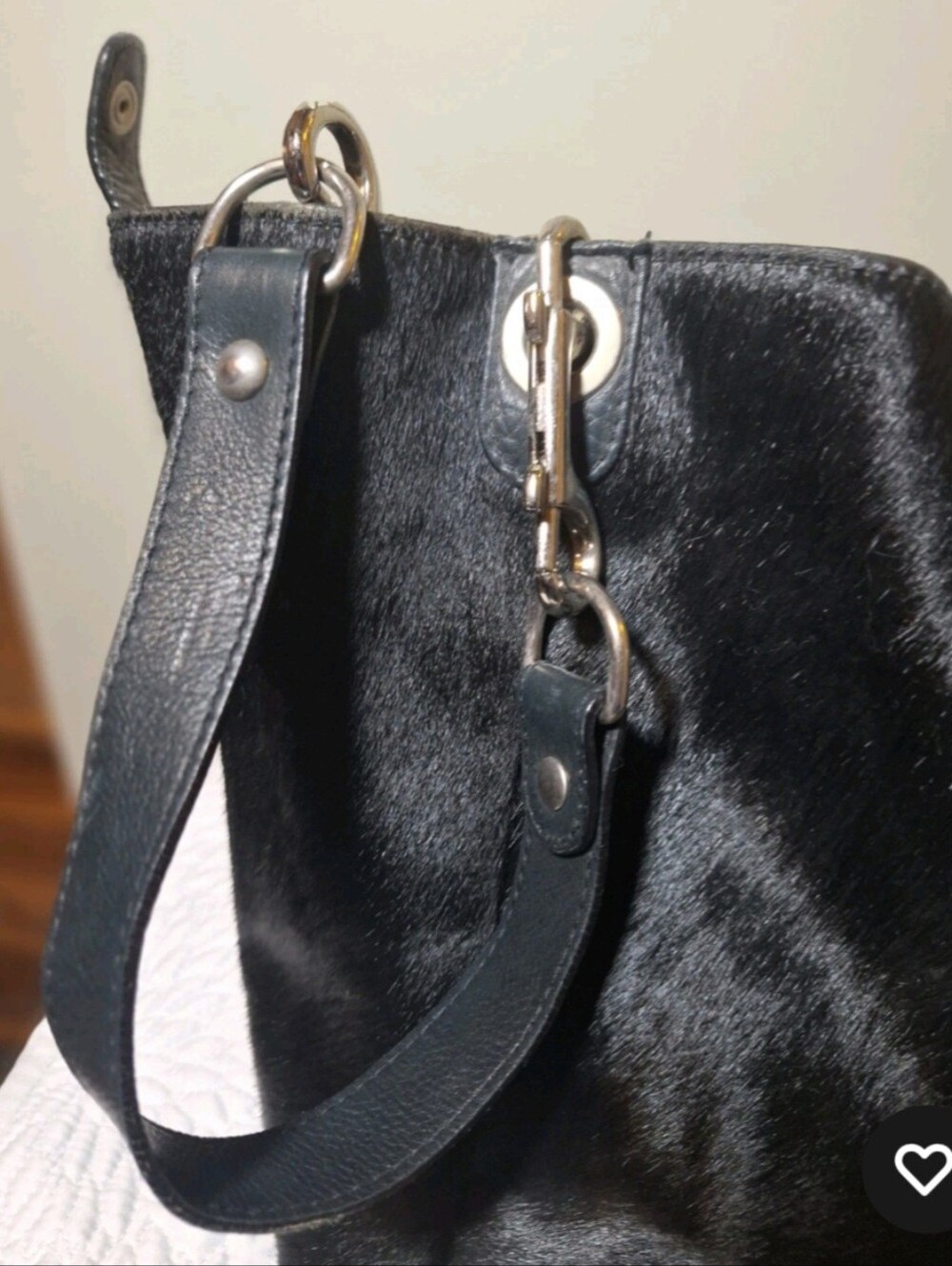 VTG. Black Pony Hair Tote Bag Made By Hinge In Italy - Picture 2 of 8